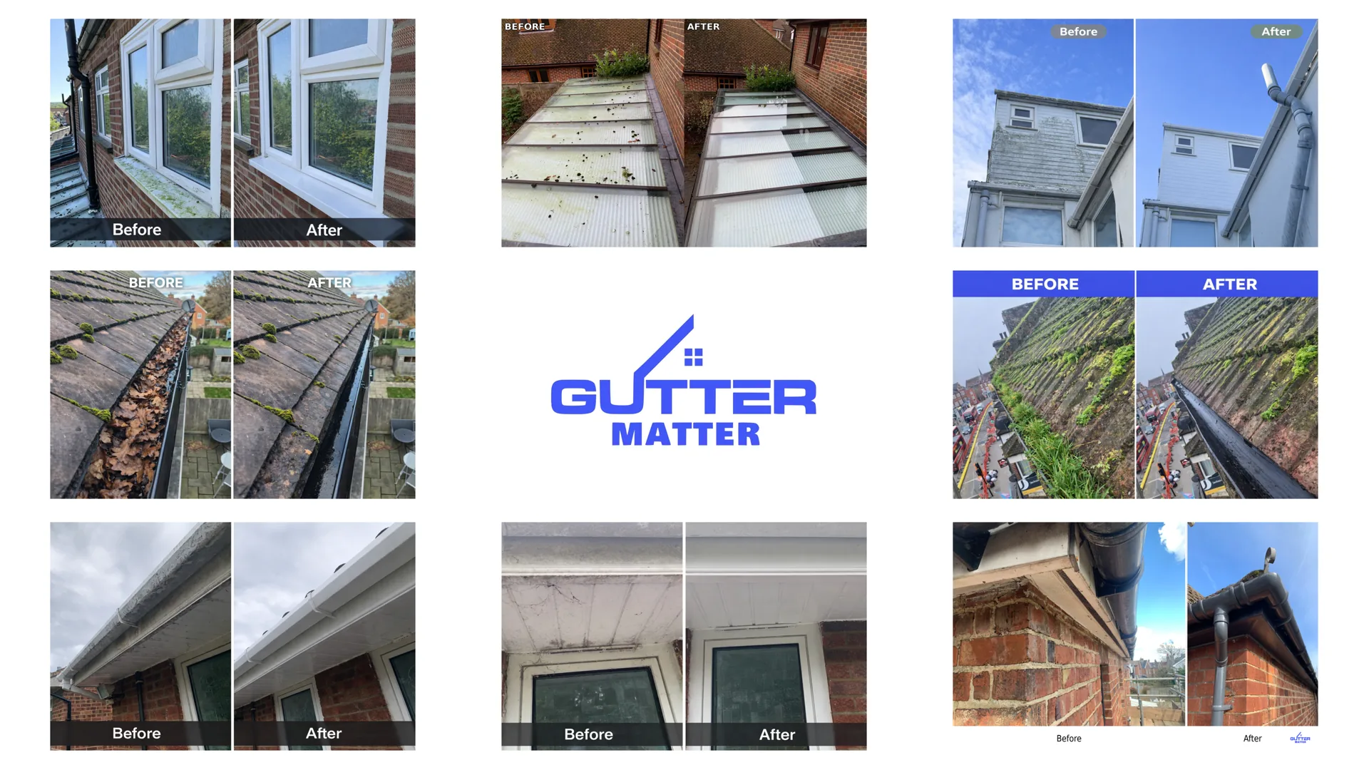 Gutter Matter team cleaning gutters on a house in Tunbridge Wells